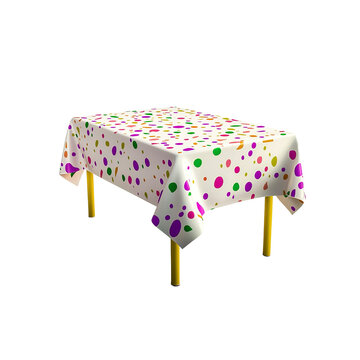 Colorful Confetti Rectangular Tablecloth on Wooden Table