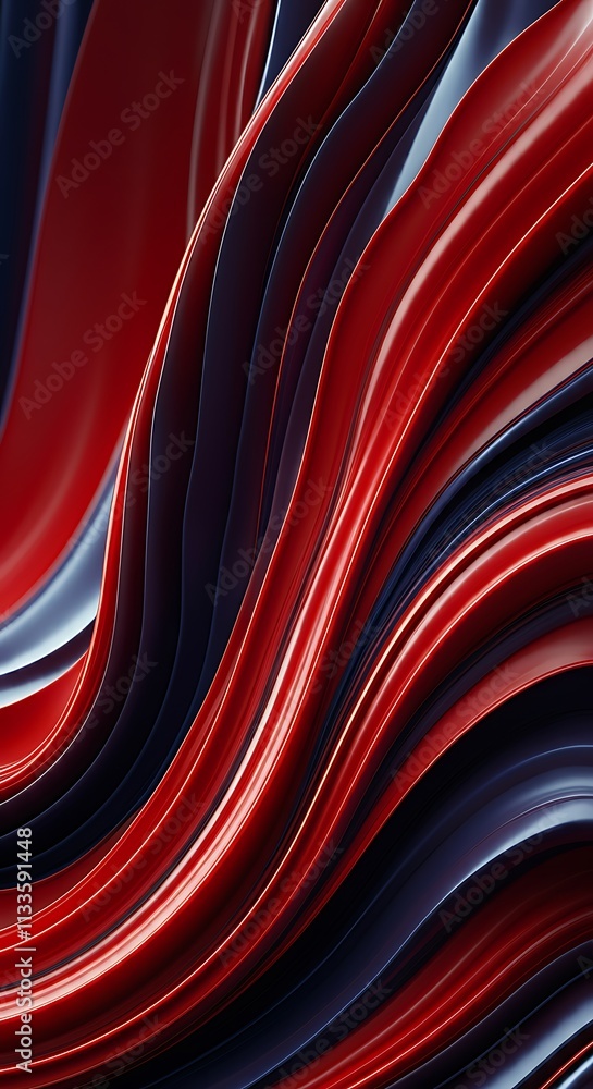 Poster dark blue red abstract background waves flowing lines elegant design rich texture curves