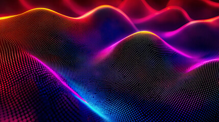 Abstract vibrant grid of geometric shapes, dynamic neon tones, cosmic background with surreal influences, intricate, ultra-realistic 