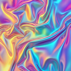 Obraz premium Holographic rainbow foil iridescent texture abstract, abstract background with waves