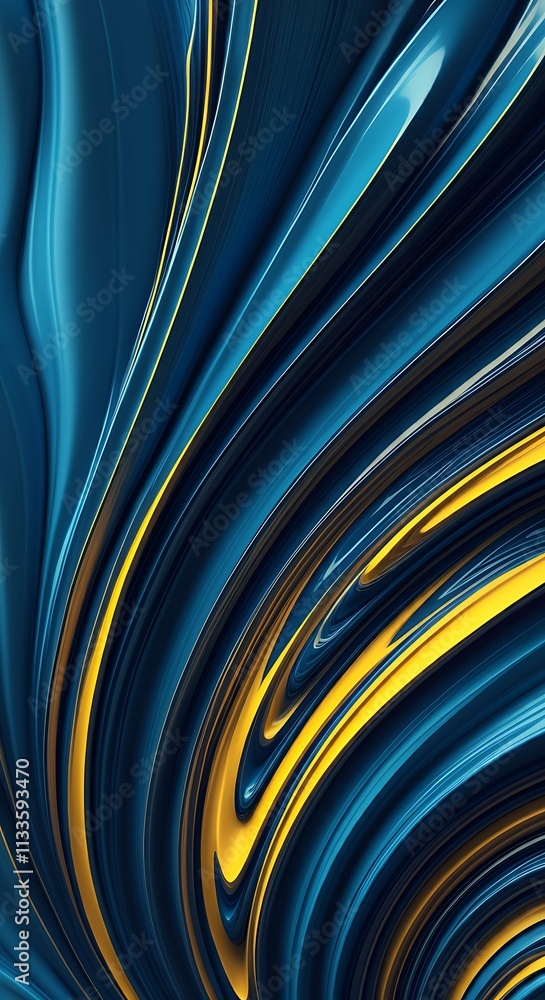 Aufkleber elegant blue gold abstract swirls dynamic design rich texture background flowing lines pattern