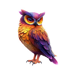 Vibrant Colorful Owl Majestic Bird of Wisdom in Vivid Hues