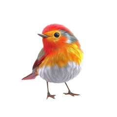 Vibrant Red and Orange Bird Illustration - Cute Cartoon Robin