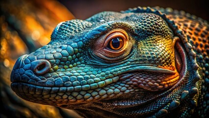 A Komodo dragon's face, up close. Urban exploration meets Indonesian wildlife.