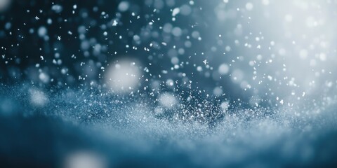 Obraz premium Blurred Snowflakes on a Dark Background