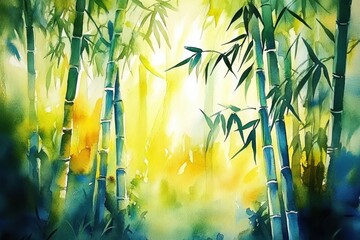 Sunlight Filters Through a Fresh Bamboo Grove
