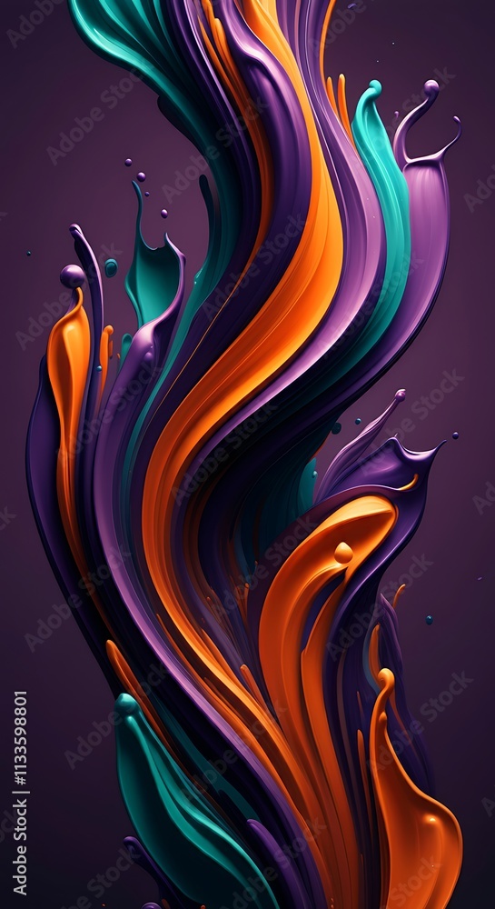 Poster vibrant abstract paint swirl dynamic fluid color flow
