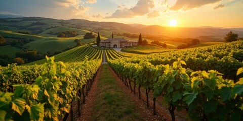 Fototapeta premium Scenic Vineyards and Winemaking Charm