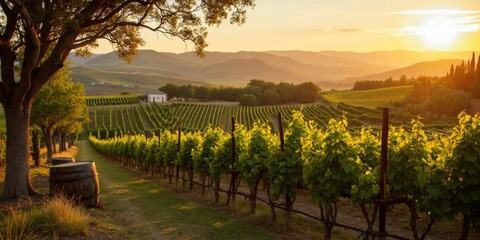 Fototapeta premium Scenic Vineyards and Winemaking Charm