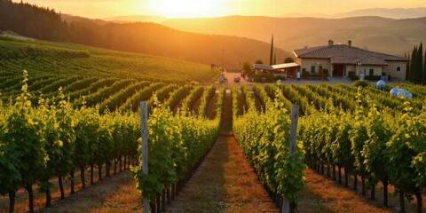 Fototapeta premium Scenic Vineyards and Winemaking Charm