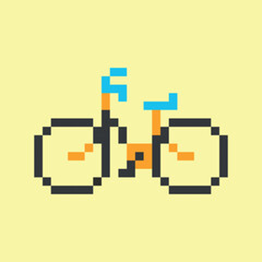 Pixel bicycle hand drawn illustration