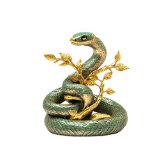 Obraz premium Serpentine Elegance Teal Snake Sculpture with Gilded Branches