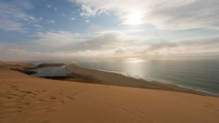 Panoramic view of Sandwich Harbour, Namib-Naukluft National Park, Namibia
