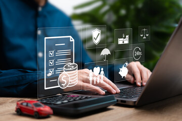 Conditions for receiving compensation and compensation from insurance, Travel insurance concept, Businesswoman calculate compensation and benefits from accident insurance, Life, Family, Health