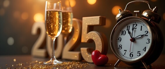 Concept of Clock Counting Down to 2025 - Few Hours Before New Year