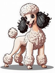Cute Cartoon Poodle Dog Illustration