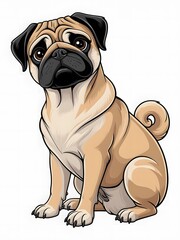 Cute Cartoon Pug Dog Illustration