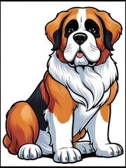 Cute Cartoon Saint Bernard Dog Illustration
