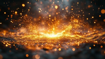 Obraz premium Golden Glitter Explosion Abstract Background