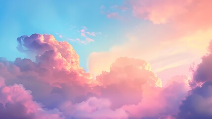Tranquil stratocumulus clouds painted in pastel colors stretching across the sky, creating a soft, dreamy atmosphere of serenity and calmness during a beautiful, peaceful evening