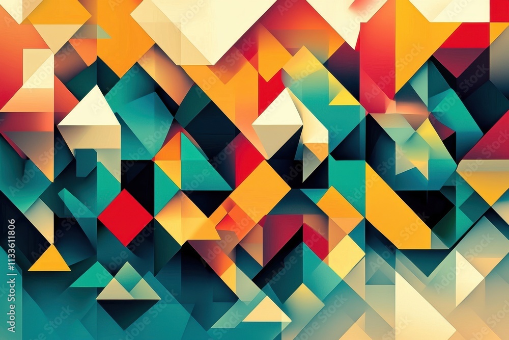 Poster innovative ai design showcasing colorful geometry in an artistic way.