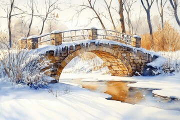 A serene watercolor capturing the beauty of winter.