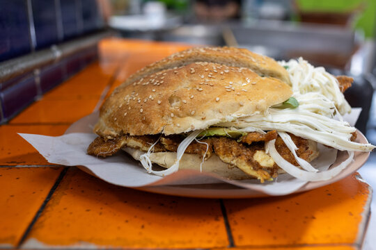 Authentic cemita poblana, mexican food 