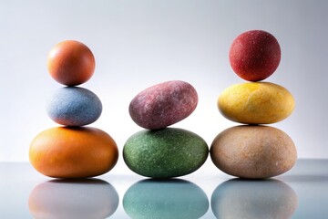 Balanced stones: minimalist art capturing nature's harmony through stacked rock silhouettes.