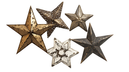 Fototapeta premium A row of five stars, some of which are gold and some of which are white