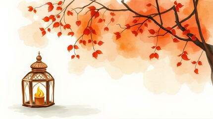 delicate autumn leaves with warm orange hues and blurred bokeh effect