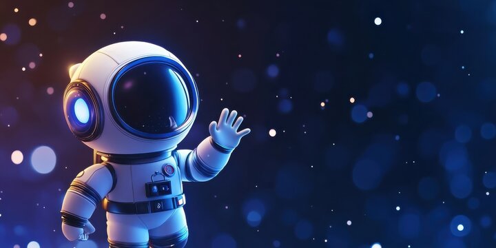 Space Astronaut, Blue-and-White Striped Helmet, Rocky Surface, Twinkling Stars for Stock Photography