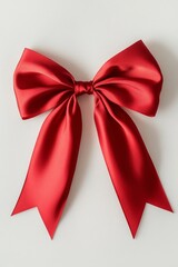 Bright red ribbon bow perfect for wedding decoration, gift wrapping, or celebratory events on a clean white backdrop