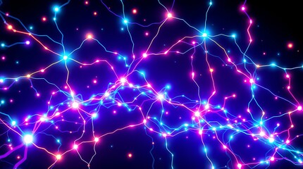 abstract neural network visualization with glowing interconnected nodes