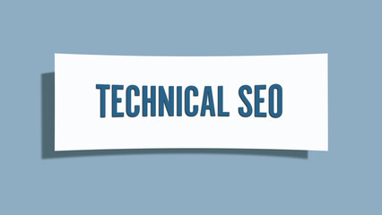 Technical SEO. A card isolated on blue background.