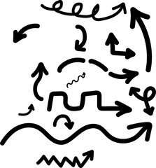 set of hand drawn arrows .Vector doodle design elements. Illustration on white background.for business infographic, banner, web and concept design.