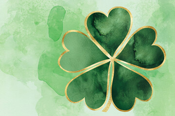 festive St. Patrick's Day card with elegant gold-trimmed shamrock