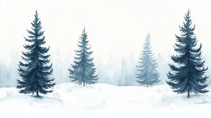 Fototapeta premium serene winter landscape with tall evergreen trees in mist