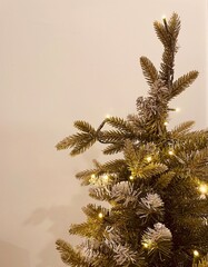 Christmas tree branches and lights