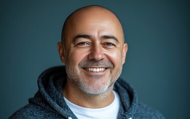 Obraz premium man smiling with sweatshirt in color background