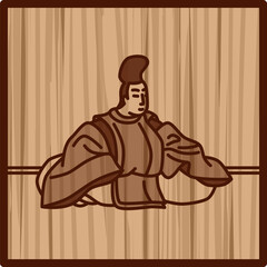 木彫り風正方形シンプル百人一首　従二位家隆