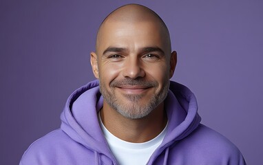 Obraz premium man smiling with sweatshirt in color background