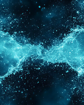 water forms against a deep black background, blending abstract splashes, ripples, mist, and dynamic droplets.