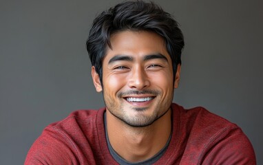 Obraz premium man smiling with sweatshirt in color background