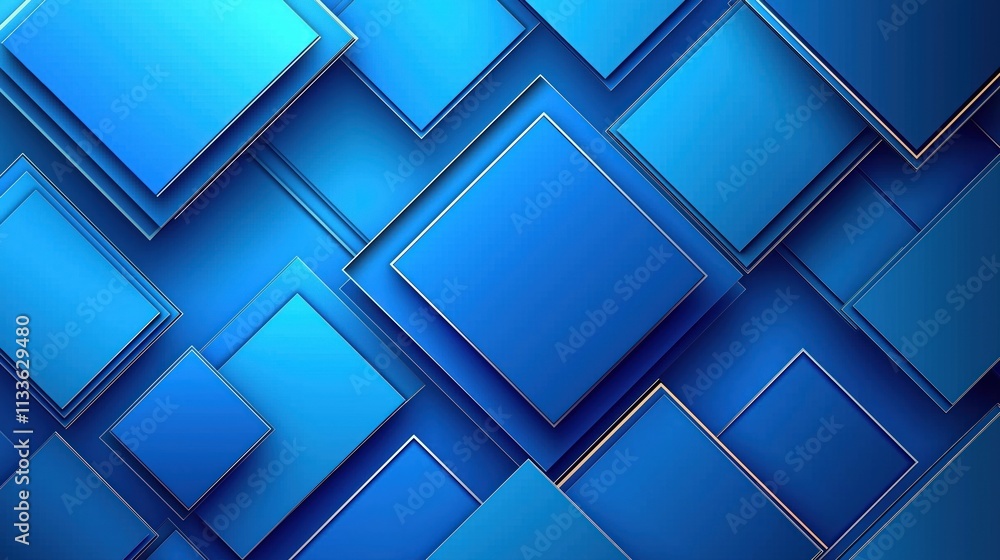 Poster abstract design with overlapping blue squares. modern geometric pattern. suitable for tech backgroun