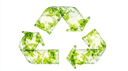 119.Green recycling icon shaped like a plastic bottle, featuring continuous arrows forming a loop to illustrate ecological preservation and reusability, designed as a flat vector isolated on a white