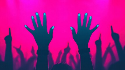Upraised Hands at Vibrant Concert, Energetic Crowd