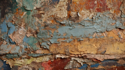 Obraz premium an old wall with peeling paint and peeling paint blue and red