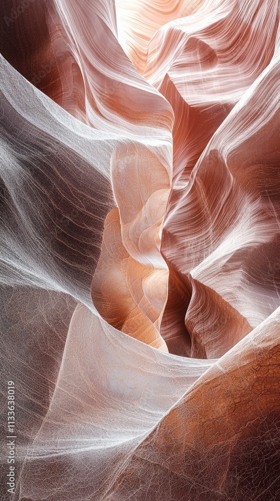 Poster vivid swirls of red and cream dance in the captivating canyon, where sunlight caresses sandstone wal