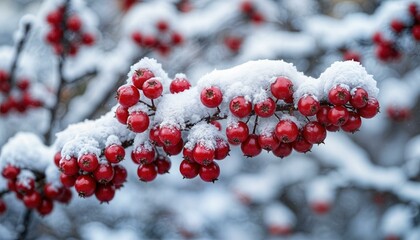 red berries covered with snow