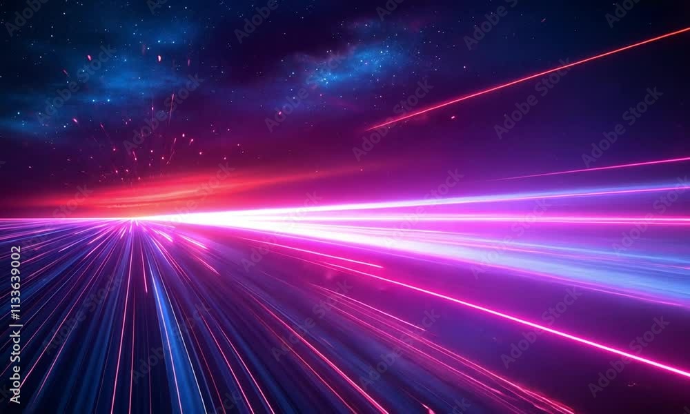 Poster a dynamic and vibrant abstract background designed to evoke the feeling of light-speed movement thro